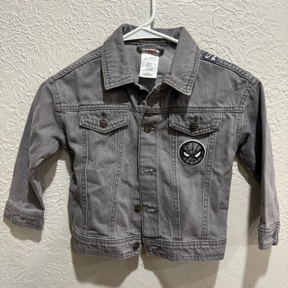Boys Spider Man Character Kids' dark gray Denim Jacket size 4T